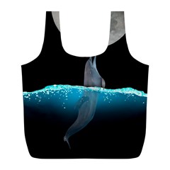 Dolphin Moon Water Full Print Recycle Bag (l) by Ndabl3x