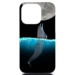 Dolphin Moon Water Iphone 14 Pro Black Uv Print Case by Ndabl3x