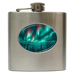 Aurora Borealis Snow Hip Flask (6 Oz) by Ndabl3x