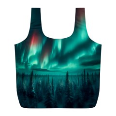 Aurora Borealis Snow Full Print Recycle Bag (l) by Ndabl3x