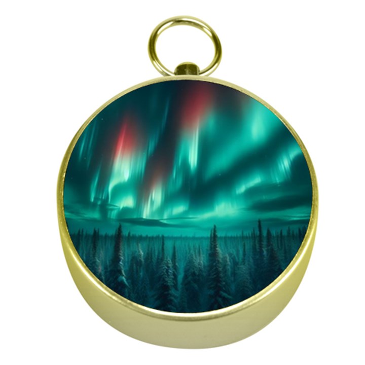 Aurora Borealis Snow Gold Compasses