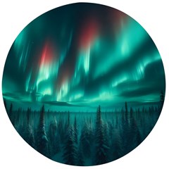 Aurora Borealis Snow Wooden Bottle Opener (round) by Ndabl3x