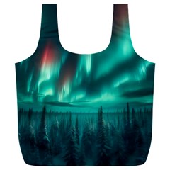 Aurora Borealis Snow Full Print Recycle Bag (xxl) by Ndabl3x