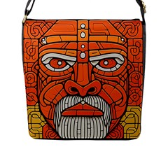 Face Skull Head Art Flap Closure Messenger Bag (l) by Ndabl3x