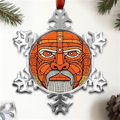 Face Skull Head Art Metal Small Snowflake Ornament by Ndabl3x