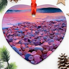 Sea Beach Water Sunset Ocean Ornament (heart) by Ndabl3x