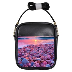 Sea Beach Water Sunset Ocean Girls Sling Bag by Ndabl3x