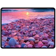 Sea Beach Water Sunset Ocean Fleece Blanket (large) by Ndabl3x