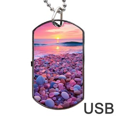 Sea Beach Water Sunset Ocean Dog Tag Usb Flash (two Sides) by Ndabl3x