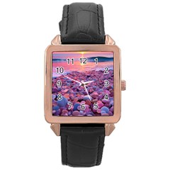 Sea Beach Water Sunset Ocean Rose Gold Leather Watch  by Ndabl3x