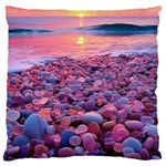 Sea Beach Water Sunset Ocean Large Premium Plush Fleece Cushion Case (One Side) Front