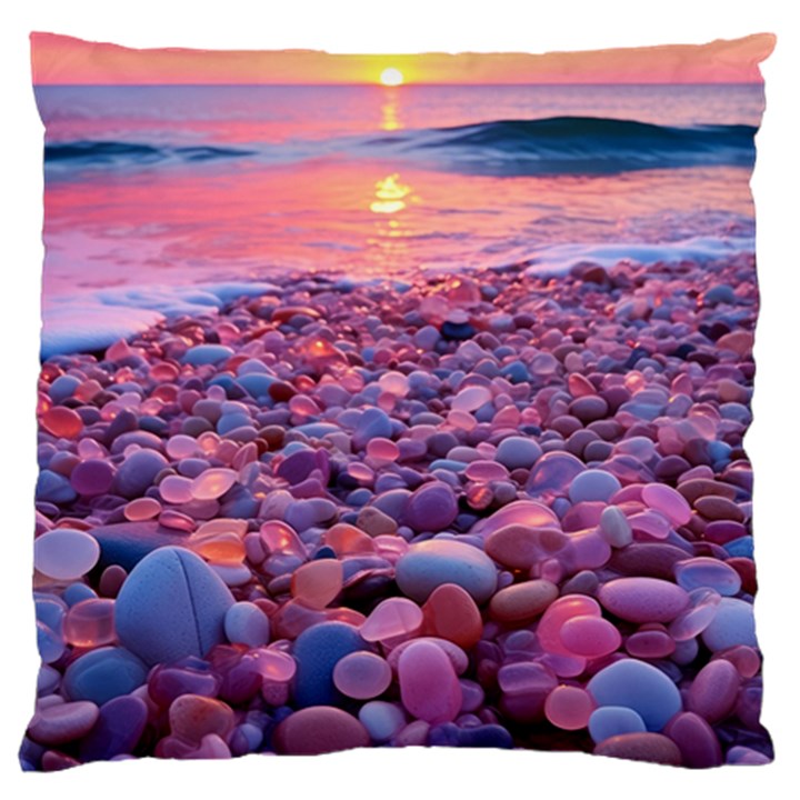 Sea Beach Water Sunset Ocean Large Premium Plush Fleece Cushion Case (One Side)