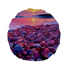 Sea Beach Water Sunset Ocean Standard 15  Premium Flano Round Cushions by Ndabl3x