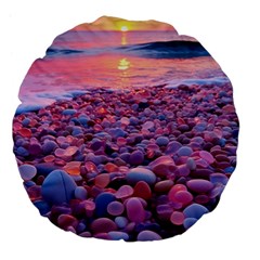 Sea Beach Water Sunset Ocean Large 18  Premium Flano Round Cushions by Ndabl3x