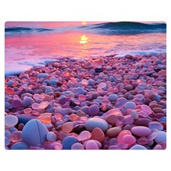 Sea Beach Water Sunset Ocean Premium Plush Fleece Blanket (medium) by Ndabl3x