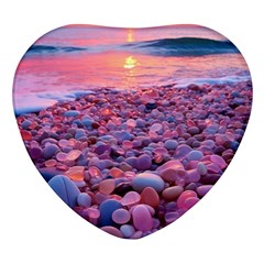 Sea Beach Water Sunset Ocean Heart Glass Fridge Magnet (4 Pack) by Ndabl3x