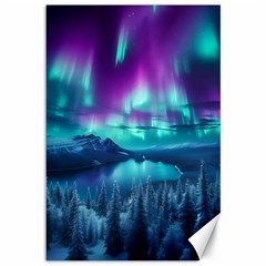 Lake Aurora Borealis Canvas 12  X 18  by Ndabl3x