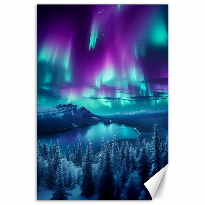 Lake Aurora Borealis Canvas 24  x 36 