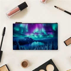 Lake Aurora Borealis Cosmetic Bag (small) by Ndabl3x