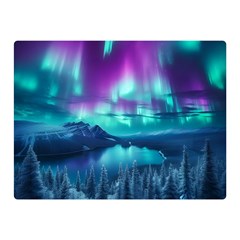 Lake Aurora Borealis Two Sides Premium Plush Fleece Blanket (mini) by Ndabl3x