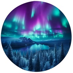 Lake Aurora Borealis Wooden Bottle Opener (round) by Ndabl3x