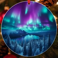 Lake Aurora Borealis Uv Print Acrylic Ornament Round by Ndabl3x