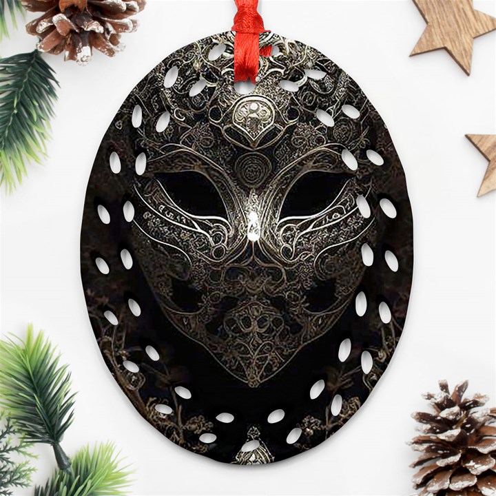 Mask Tribal Oval Filigree Ornament (Two Sides)