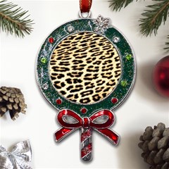 Leopard Print Metal X mas Lollipop With Crystal Ornament by TShirt44