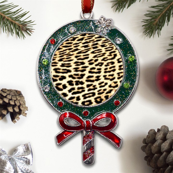 Leopard Print Metal X Mas Lollipop with Crystal Ornament