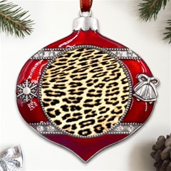 Leopard Print Metal Snowflake And Bell Red Ornament by TShirt44