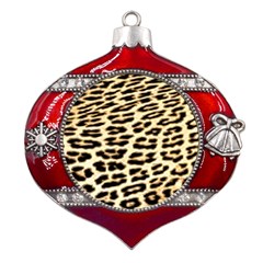 Leopard Print Metal Snowflake And Bell Red Ornament by TShirt44