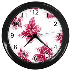 Hawaiian Flowers Wall Clock (black) by essentialimage