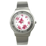 Hawaiian Flowers Stainless Steel Watch Front