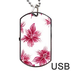 Hawaiian Flowers Dog Tag Usb Flash (one Side) by essentialimage