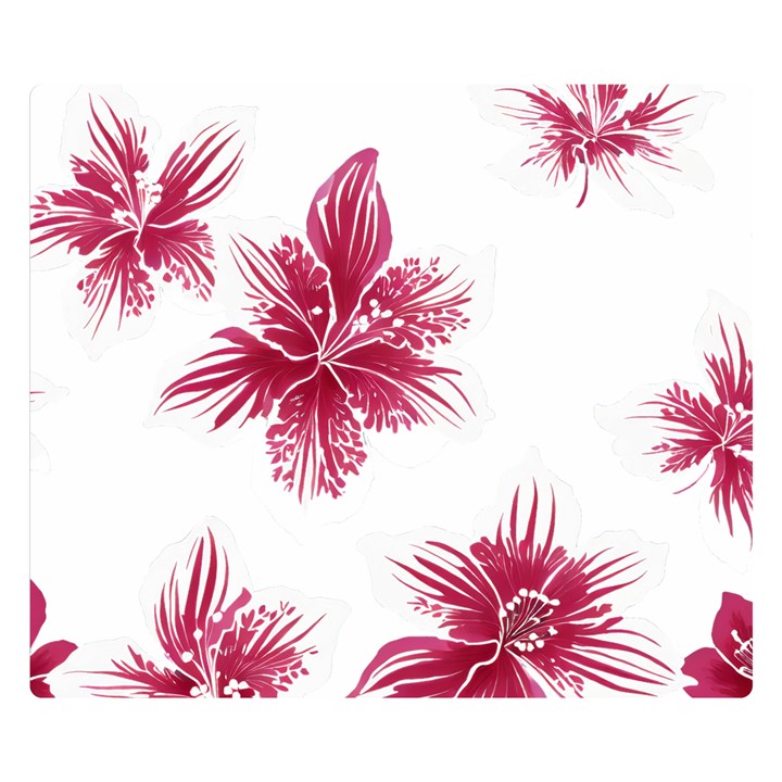 Hawaiian Flowers Two Sides Premium Plush Fleece Blanket (Small)