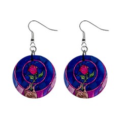 Enchanted Rose Stained Glass Mini Button Earrings by Cendanart