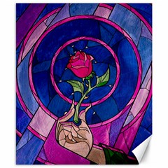 Enchanted Rose Stained Glass Canvas 8  X 10  by Cendanart