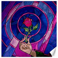 Enchanted Rose Stained Glass Canvas 12  X 12  by Cendanart