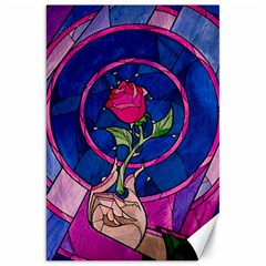 Enchanted Rose Stained Glass Canvas 20  X 30  by Cendanart