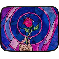 Enchanted Rose Stained Glass Two Sides Fleece Blanket (mini) by Cendanart