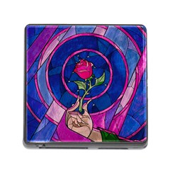 Enchanted Rose Stained Glass Memory Card Reader (square 5 Slot) by Cendanart