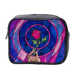 Enchanted Rose Stained Glass Mini Toiletries Bag (two Sides) by Cendanart