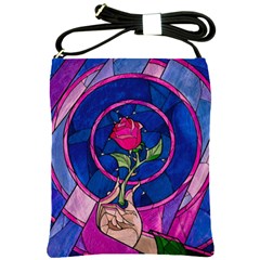 Enchanted Rose Stained Glass Shoulder Sling Bag by Cendanart