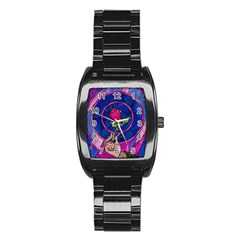 Enchanted Rose Stained Glass Stainless Steel Barrel Watch by Cendanart