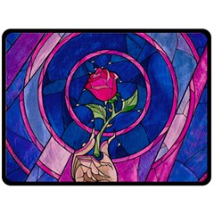 Enchanted Rose Stained Glass Two Sides Fleece Blanket (large) by Cendanart