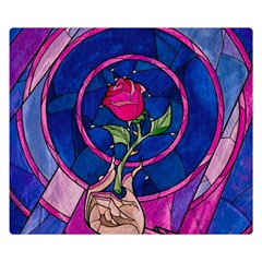 Enchanted Rose Stained Glass Two Sides Premium Plush Fleece Blanket (small) by Cendanart