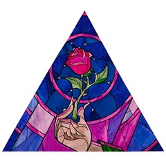 Enchanted Rose Stained Glass Wooden Puzzle Triangle by Cendanart