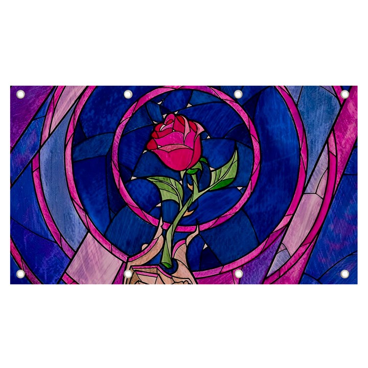 Enchanted Rose Stained Glass Banner and Sign 7  x 4 