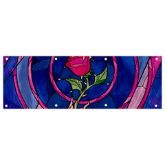 Enchanted Rose Stained Glass Banner And Sign 9  X 3  by Cendanart