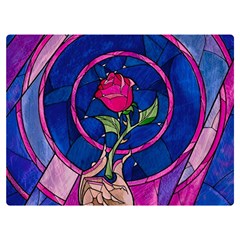 Enchanted Rose Stained Glass Two Sides Premium Plush Fleece Blanket (extra Small) by Cendanart